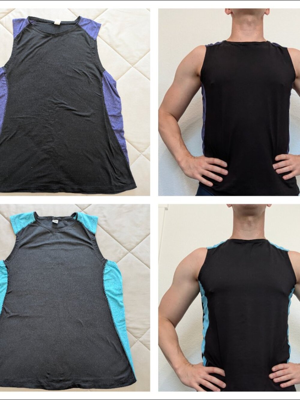 Bundle 2 men's tank tops, size M (black/navy, black/turquoise)